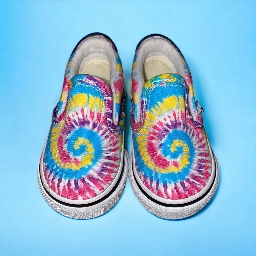 Vans Toddler Slip On Rainbow Tie Dye Shoes. Size
